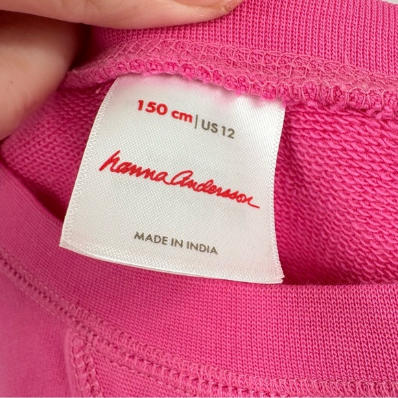 Hanna Andersson Pink Crew Neck Pullover Sweatshirt Girls 12 - Picture 4 of 4